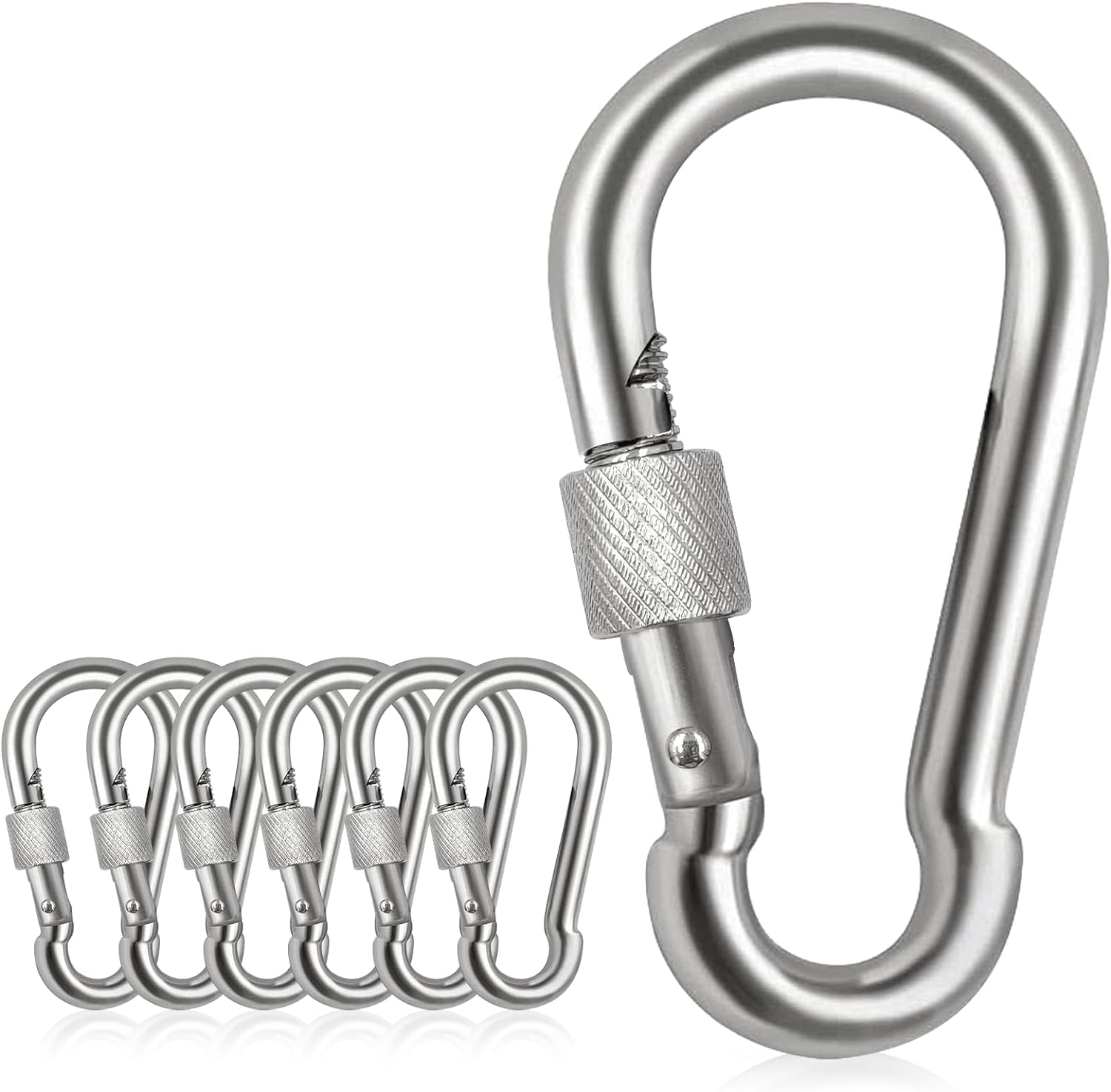 Spencer 2.25“ Locking Carabiner Clips-304 Premium Stainless Steel Thumb Screw Carabiner Clip Heavy Duty For Outdoor, Camping, Hiking, Swing, Gym, Dog Leash and More