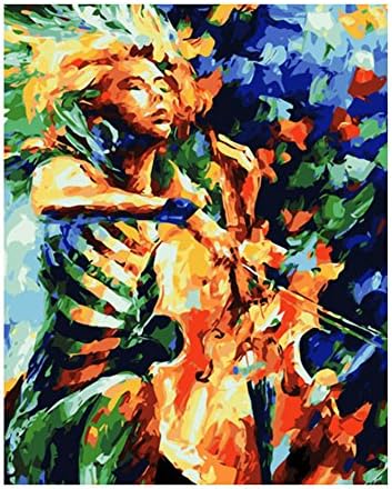 iRainbow Paint By Number Kits for Adults Kids Students with Brushes and Acrylic Pigment 16 x 20 Inch Canvas DIY Oil Painting Unique Gift for Women - Play Guitar (Frameless)