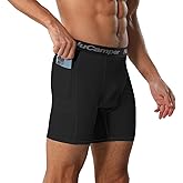 NuCamper Men’s Compression Shorts with Pocket Spandex Athletic Underwear Performance Gym Boxer Briefs Active Baselayer Shorts