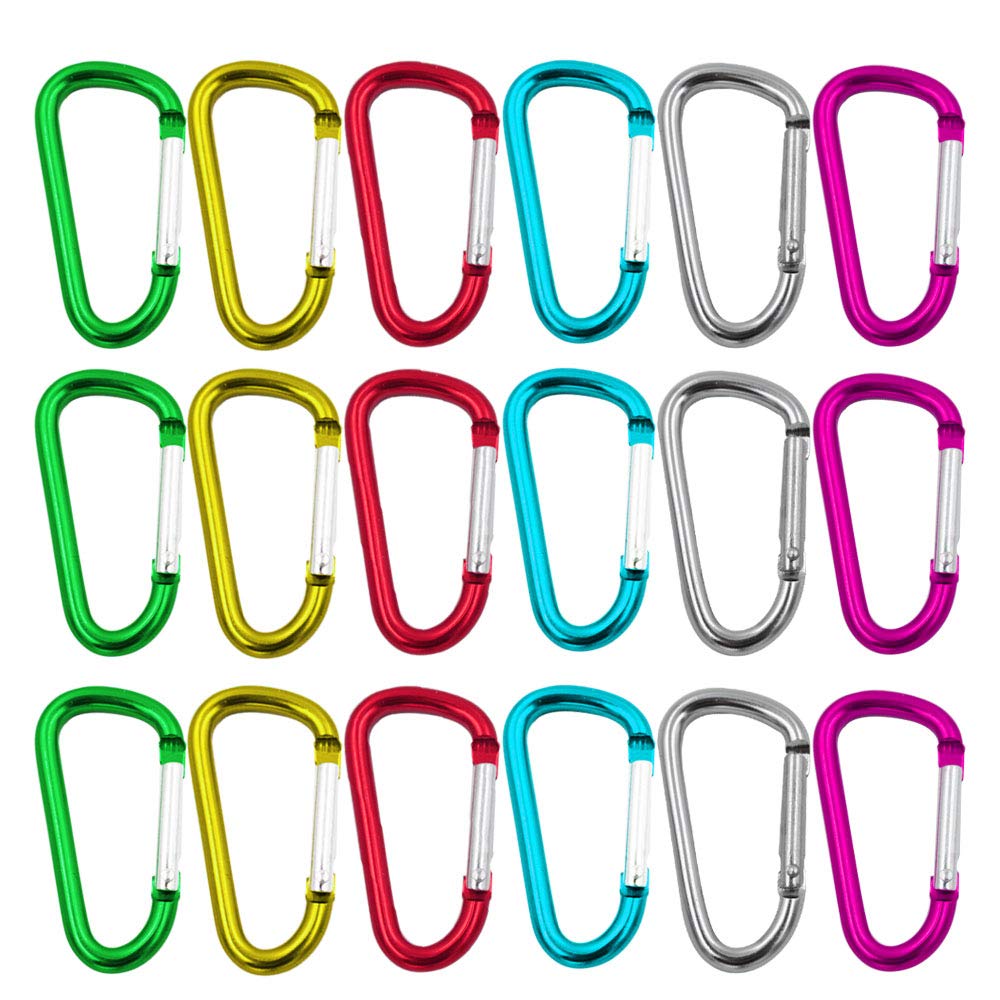 Senven® 18Pcs 5cm Aluminum Carabiner Set (D-Shape), Mini Keychain Carabiner, Spring Hook and Carabiner Clip Hook (Not For Climbing!)