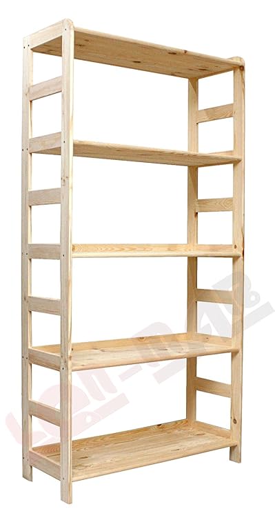 Modo24.de HOLZREGAL R-10 5 BÖDEN 166x83x33 cm BÜCHERREGAL MASSIVHOLZREGAL KELLERREGAL BÜROREGAL