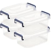 Tribello Plastic Small Storage Bins with Lids, Clear Stackable Storage Containers 2.5Q - 4 Pack