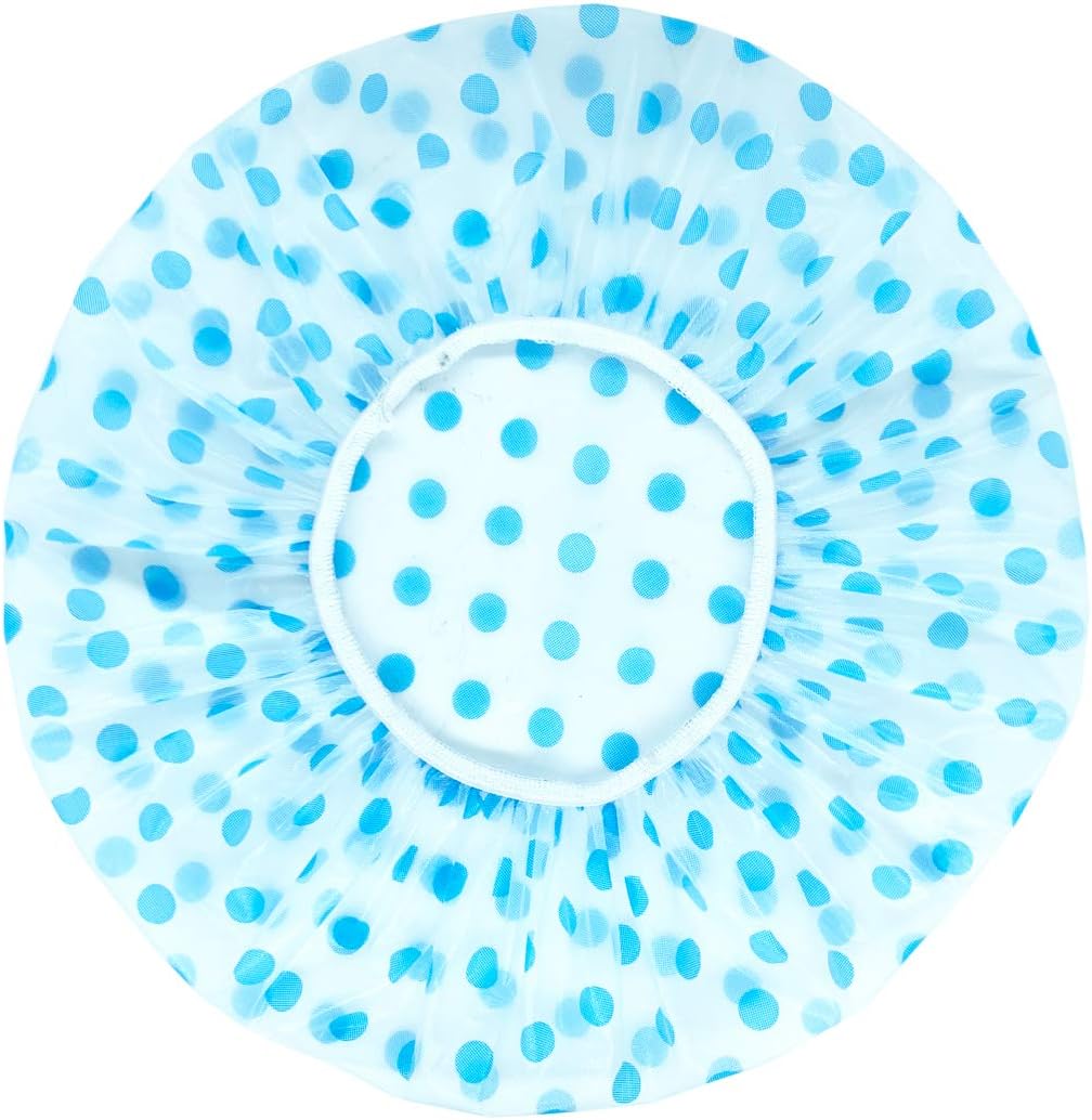 Shower Caps, KEAIDUO Waterproof Plastic Elastic Bath Cap Hair Caps for