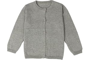 GSVIBK Baby Girls Cotton Cardigan Long Sleeve Kid Button Sweater Girl Crew Neck Cardigans Uniform Sweater