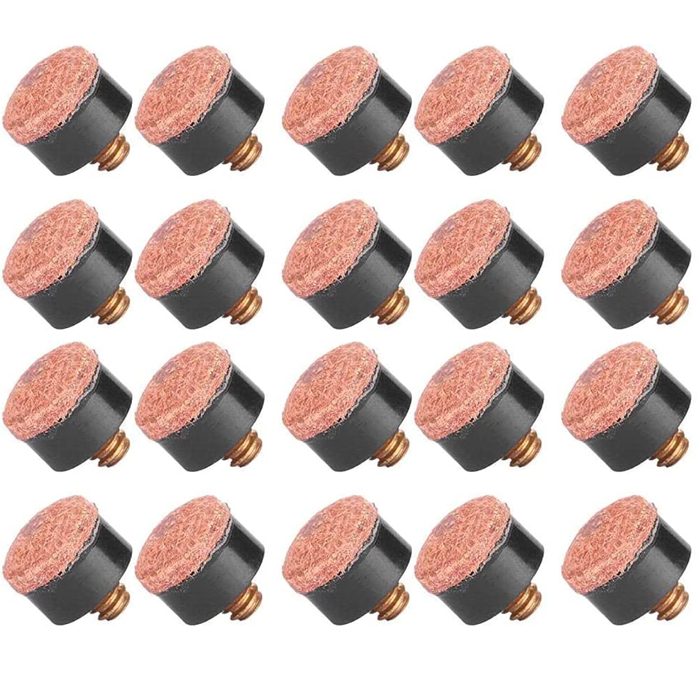 CENPEK Screw on Tips 10 mm 0.4 inch Cue Tips Screw On for Pool Cues and Snooker Easy to fit, 20 pieces Brown