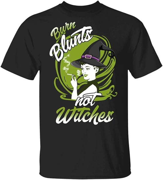 Burn Blunts Not Witches Funny Halloween Weed 420 TShirt VNeck