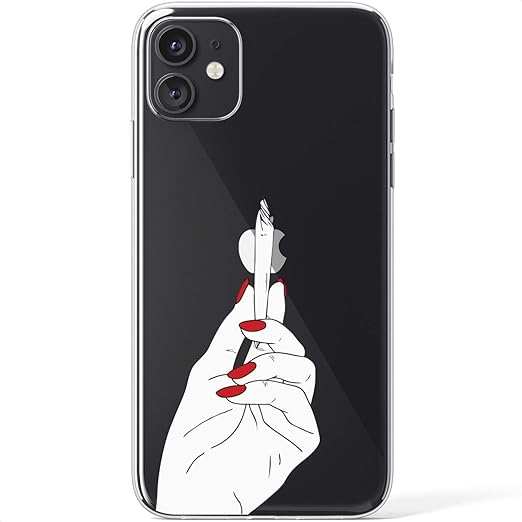 Amazon Com Mertak Clear Case Compatible With Iphone 12 Pro Max Mini 11 Se 10 Xr Xs 8 Plus 7 6s 5s Flexible Joint Blunt Silicone Design Slim Cigarette Cover Hand Marijuana Protective