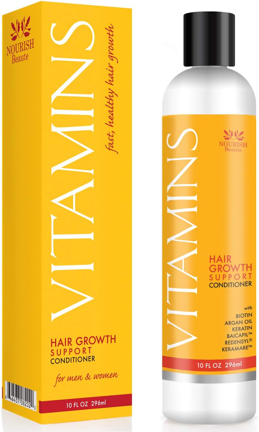 Nourish Beaute Vitamins Conditioner for Hair Loss that Promotes Hair Regrowth, Volume and Thickening with Biotin, DHT Blockers, Antioxidants, Oils and Extracts, For Men and Women, 1 10 Ounce