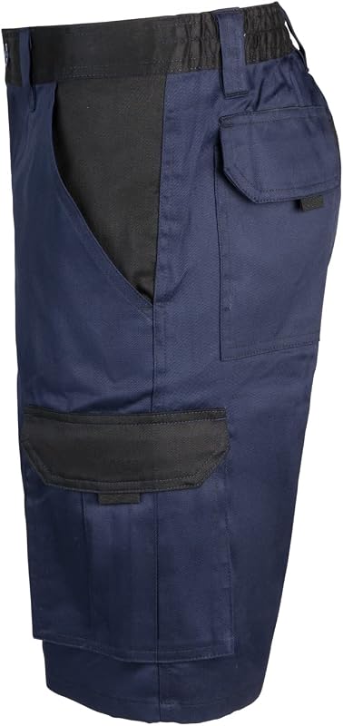 - 103021B; Bermuda Bicolor Multibolsillos; Color Azul Navy y Negro; Talla 42