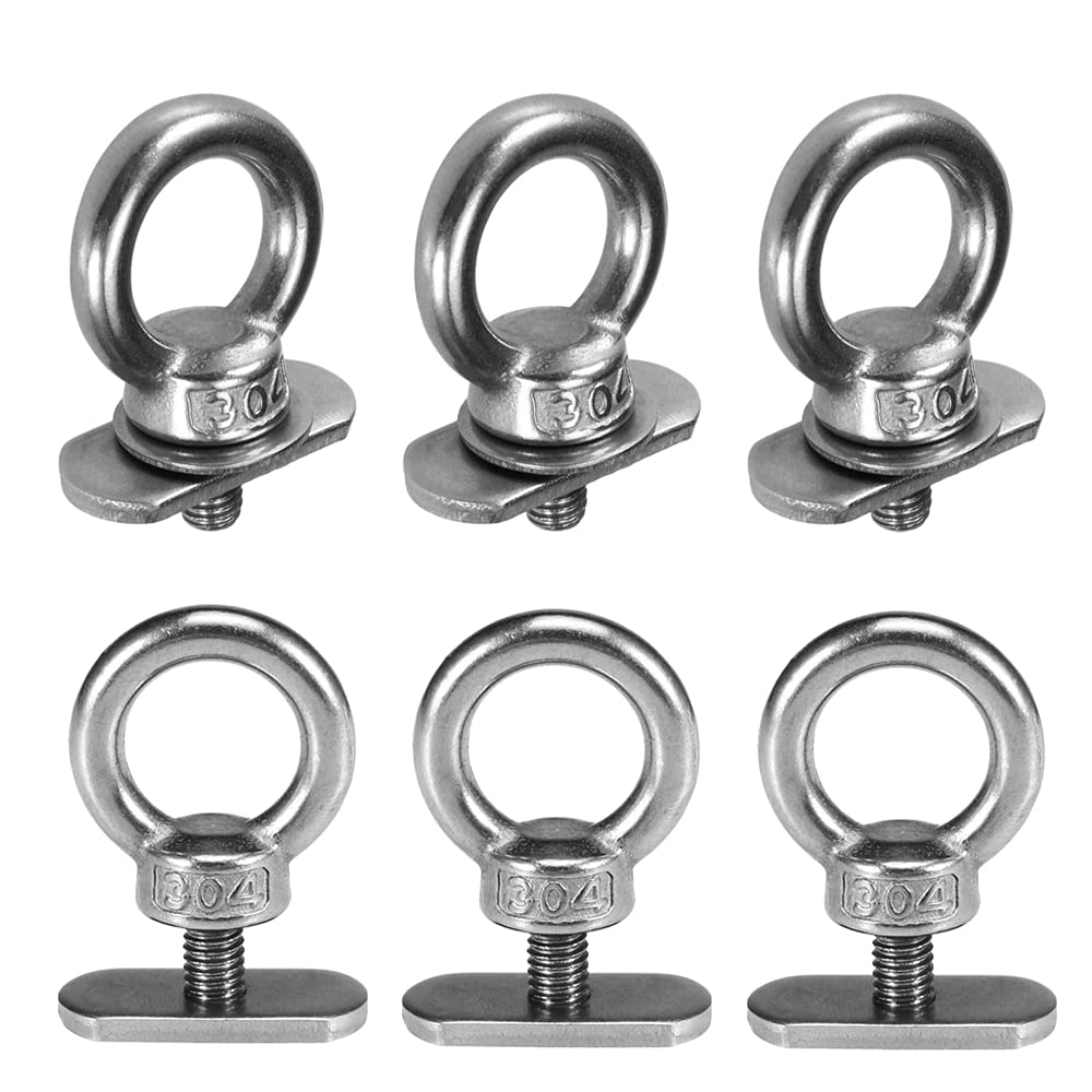 6 Packs Stainless Steel Kayak Track Mount Tie Down Eyelet Rail Accessory Outdoor Fishing Supply for Kayak Canoe Boat Cord Rope