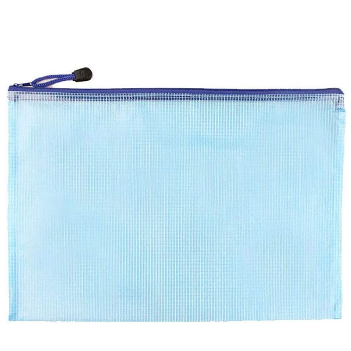 MACHSWON Plastic Wallets B8 File Folder Document Mesh Zipper Bags Waterproof Zip Wallet Bag Office Stationery Storage Pouch Blue