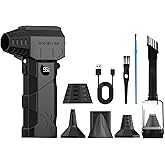 Compressed Air Duster, 180000RPM Electric Air Duster with Brushless Motor, Rechargeable Cordless Air Vacuum Blower Cleaning Kit with Display Screen and LED Light for Computer Keyboard Car and Outdoor