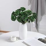 Veryhome 10 Pcs Artificial Roses Silk Flowers Single Stem Bridal Bouquets Dark view 4