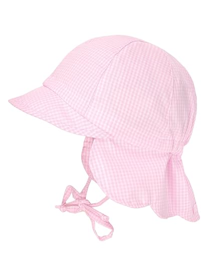 maximo Baby-Mädchen Mütze Schildmütze, Nackenschutzmütze, Bindeband
