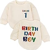 HAITRUNG89 Personalized First Birthday Outfit Boy, Custom 1st Birthday Outfit Boy, Baby Sweater Romper, 1 Year