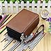BTSKY PU Leather Colored Pencil Case with Compartments-72 Slots Handy Pencil Bags Large for Watercolor Pencils, Gel Pens and Ordinary Pencils (Brown)