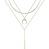 Turandoss Gold Layered Necklaces for Women - 14K Gold Plated Handmade Multilayer Bar Pearls Coin Disc Moon Butterfly Medallion Adjustable Dainty Layered Choker Necklaces for Women Jewelry