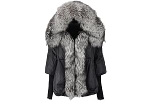 Winter Jacket Women Real Fox Fur Collar Hooded Natural Thick Warm Loose Oversize Duck Down Coat Streetwear Outerwear-NIr