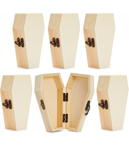 12 Pcs Unfinished Wood Coffin Cutouts - 6.5x11.8 Inch, Halloween DIY Craft Blanks For Painting, Party Decorations