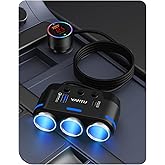 YANTU Cigarette Lighter Adapter/Splitter with PD&QC3.0 230W,Double/Dual USB C Car Charger Fast Charging 12V Outlet,Multi Sock