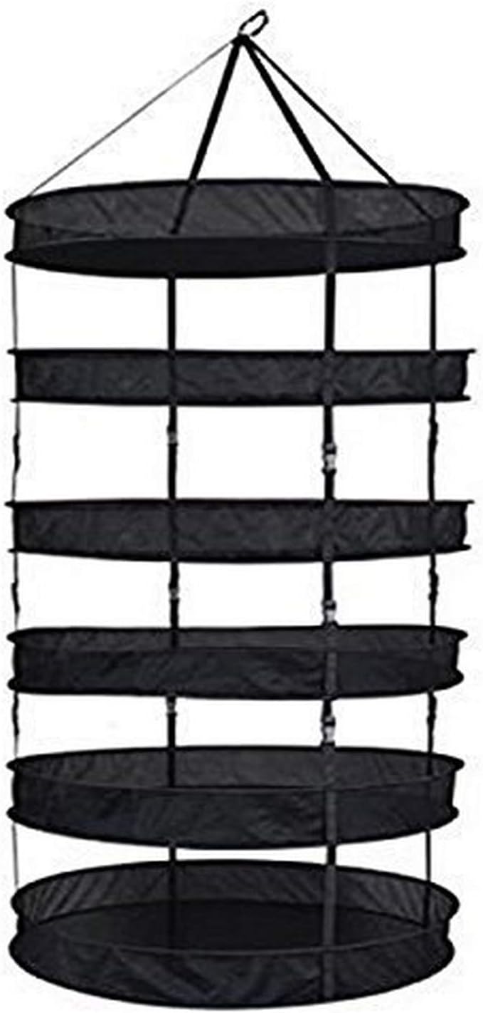Garden Smart Drying Rack with Storage Bag, 6 Tier Hanging Flower Plant, Large, Black