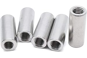 Xiaoyztan 5Pcs M8 Thread Round Coupling Nut Stainless Steel Sleeve Stud Nut Connecting Hardwares 30mm Height