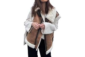 loveimgs Women's Winter Warm Suede Sherpa Leather Vest Jacket Zip Up Sleeveless Lambwool Fur Coat with Pockets