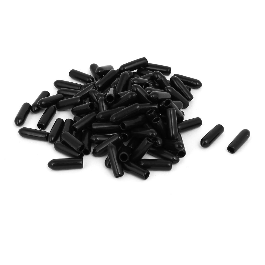 sourcing map 3.5mm Inner Dia Rubber Hose End Cap Screw Thread Protector Cover Black 100pcs