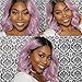QD-Udreamy Brown Ombre Purple Short Water Wave Hair Lace Front Wigs Glueless Synthetic Hair Wigs Heat Resistant Hair Wigs for Women Daily Makeup