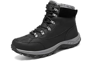 GoodValue Men's Snow Boots Waterproof Insulated Warm Fur Lined Winter Duck Boot Non-slip Outdoor Ankle Mid-top Cold Weather Shoes Work Hiking Trekking