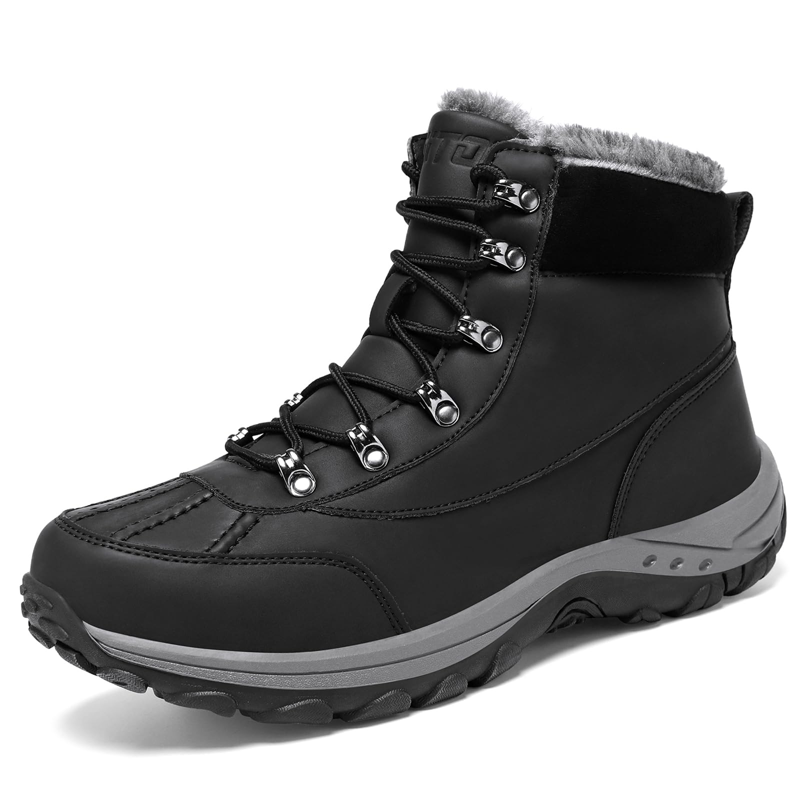Photo 1 of GoodValue Men's Snow Boots Waterproof Insulated Warm Fur Lined Winter Duck Boot Non-slip Outdoor Ankle Mid-top Cold Weather Shoes Work Hiking Trekking