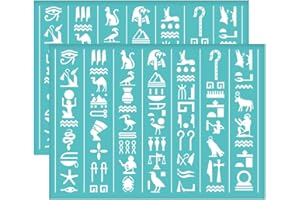 OLYCRAFT 2Pcs Self-Adhesive Silk Screen Printing Stencil Egyptian Hieroglyph Pattern Mesh Transfers Stencil Dog Snake Camel Silk Screen Stencil for Painting on Wood DIY T-Shirt Fabric -7.7x5.5 Inch