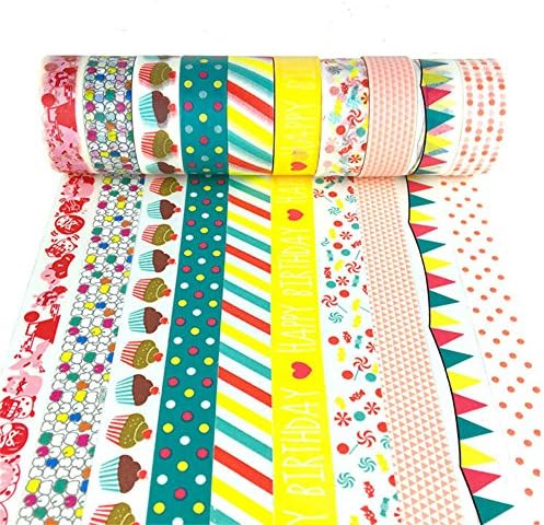 Decorative Paper Tape,Decorative Masking Tape Set of 10 Rolls,for Arts &amp; Crafts,Holiday Gift DIY Decorative Sticker Hand Account and Paper Tape Cartoon Geometry Color Christmas Theme