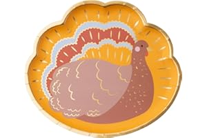 Bonjour Fete Charming Turkey Thanksgiving Plates | Disposable Dessert Plates | Premium Party Supplies | Thanksgiving Dinners, Fall Gatherings, and Family Reunions | Pack of 8, 8.5" D