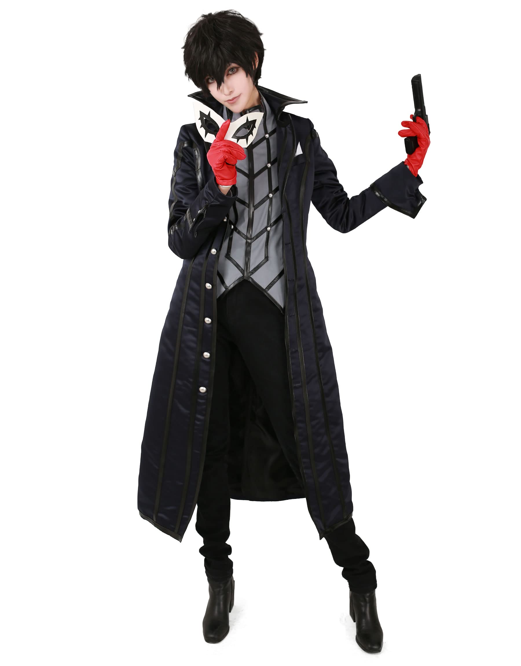miccostumes Men's Costume Anime Thief Cosplay Black Ankle-length Tailcoat Shirt Gloves and Eye Covering(men s)