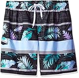 Kanu Surf Men's Big Condor Extended Size Stripe Floral Swim Trunk, Black, 3X