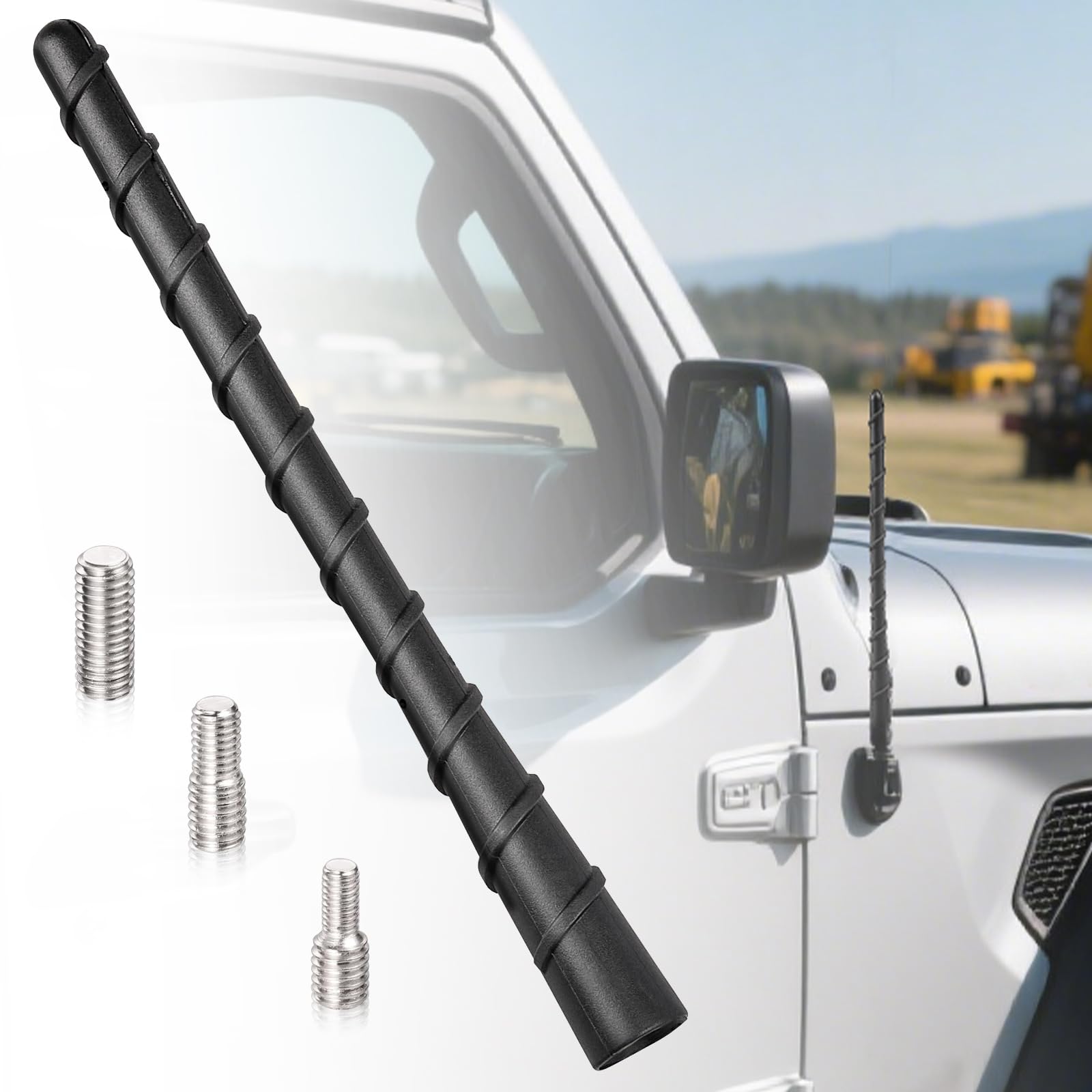 Photo 1 of Anina 7” Car Radio Antenna Mast Replacement for 2001-2019 Toyota Prius 2009-2015 RAV4 2003-2008 Corolla - FM AM Stereo Roof-Mounted Spiral Rubber Antennas with M4/ M5/ M6 Screws
