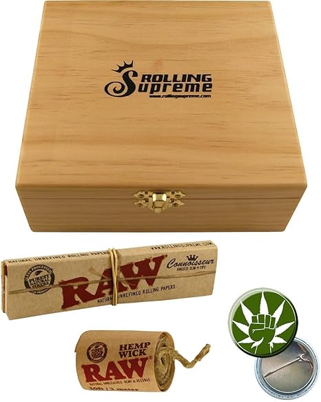 RS Holzbox L - Caja de Madera (183 x 167 x 66 mm, 4 Compartimentos, con Compartimento