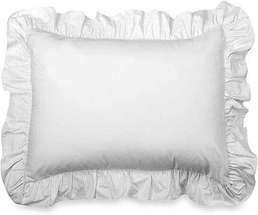 Amazon Com White Ruffled Pillow Sham Home Kitchen