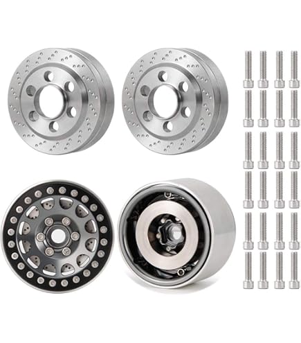 Dilwe Adaptateur de Moyeu Hexagonal de Roue RC 4 Pièces, Poids de Roue en Laiton Antirouille Larges de 1.9 2.2in, Pièces de Modèle RC pour Chenille RC (6 mm