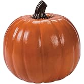 Fun Express Large Foam Pumpkin Decor, 9" x 8.25" | Paintable, Craft Pumpkins, Halloween Thanksgiving &amp; Fall Decorating, Indoor Outdoor Artificial, For Porch &amp; Mantel