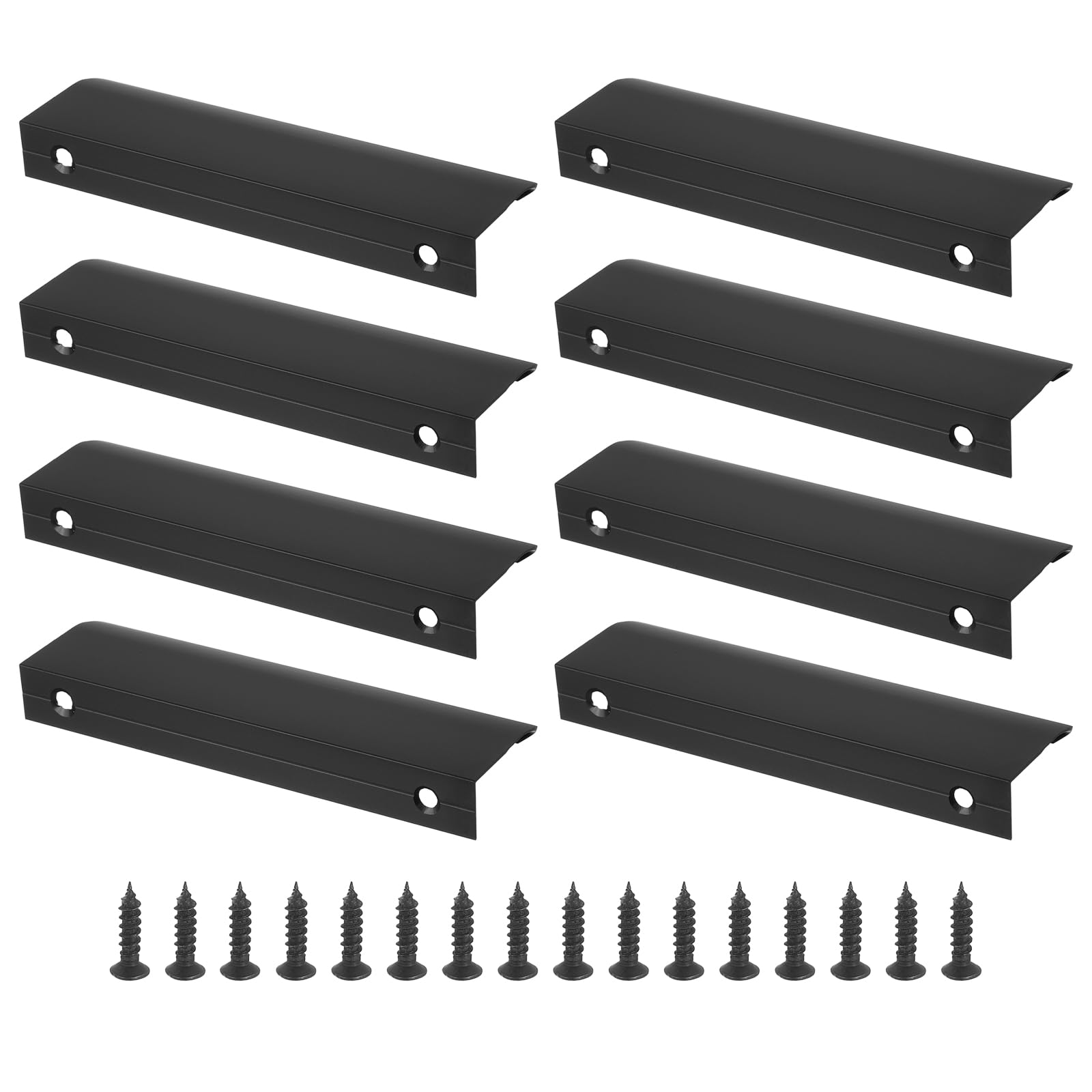PATIKIL Mount Finger Edge Pull, 8 Pack 120mm/4.72" Aluminum Alloy Concealed Handle Cabinet Edge Pulls with Screws for Home Kitchen Furniture Door Drawer, Black