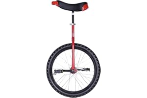 Kobe Toy | 20" Unicycle with Strong Steel Frame & Adjustable Seat, for Cycling, Outdoor, Sports & Exercise, Red