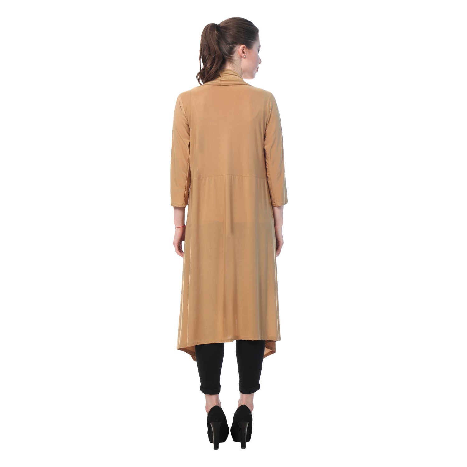 buynewtrend plain hosiery lycra long shrug for women