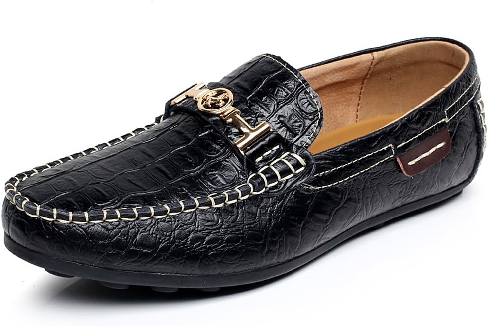 xiaoyaoma Men's Work Place Leather Loafers Shoes 1314(Black,9 UK)