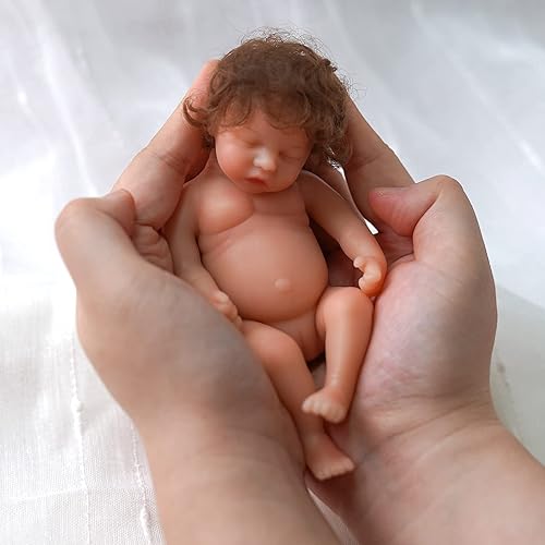 JIZHI Miniature Reborn Baby Dolls Silicone Full Body 6-Inch Baby