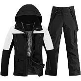 YEEFINE Men's Ski Suit Two Piece Insulated Snowsuits Snow Jacket and Pants Set Waterproof Winter Snowboard Suits Outdoor