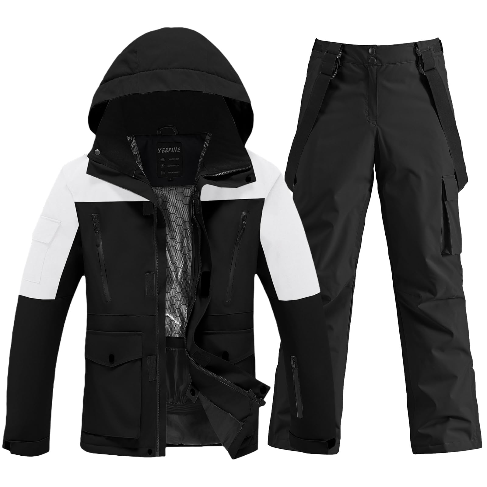 Photo 1 of Men's Ski Suit Waterproof Snowsuits Two Piece Snowboard Jacket and Pants Set Outdoor Winter Snow Suits Windproof