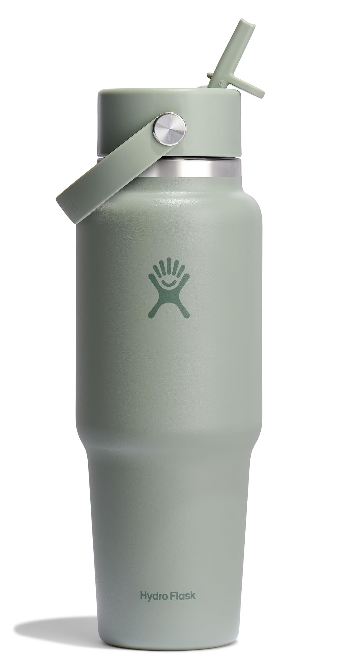 Hydro Flask Travel Water Bottle – Insulated Stainless Steel – Wide Straw Lid, Non Spill, Leakproof in 32 Oz Agave Green