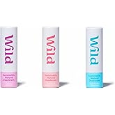Wild - Pack of 3 Mini Deodorants - Aluminum Free - Long Lasting Protection - Great for Vacation & Travel - Plastic Free - Vegan - Trial Size